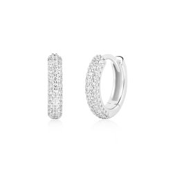 Ania Haie Silver Cubic Zirconia Pavé Huggies