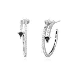 Ania Haie Silver Pave Cubic Zirconia Double Arrow Stud Hoops