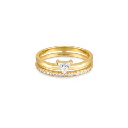 Ania Haie Gold Double Cubic Zirconia Triangle Stacker Ring
