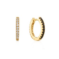 Ania Haie Gold Black and White Cubic Zirconia Huggies