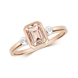 Diamond & Morganite Ring In 9ct Rose Gold 