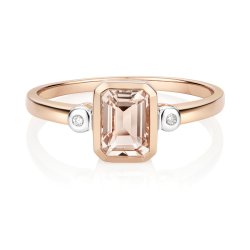 Diamond & Morganite Ring In 9ct Rose Gold 