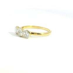 9ct Yellow Gold Lab Grown Diamond Asscher Cut Trilogy Ring Size N