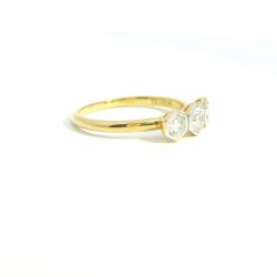 9ct Yellow Gold Lab Grown Diamond Asscher Cut Trilogy Ring Size N