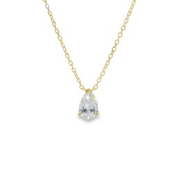 9ct Yellow Gold Pear Shaped Lab Grown Diamond Pendant and Chain
