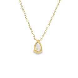 9ct Yellow Gold Pear Shaped Lab Grown Diamond Pendant and Chain