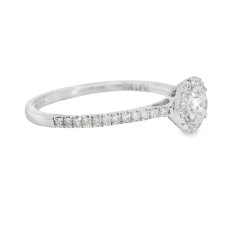 Brilliant Round Diamond Halo Platinum Ring Size M