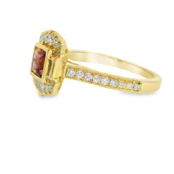 18ct Yellow Gold Pink Tourmaline and Diamond Ring Size M