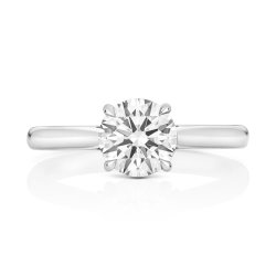 Lab Grown Certified Round Solitaire Plain Shoulders In Platinum 