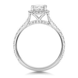 Lab Grown Certified Oval Halo Dia Set Shoulders In 18ct White Gold 