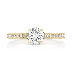 Lab Grown Certified Round Solitaire Dia Set Shoulders In 18ct Gold 
