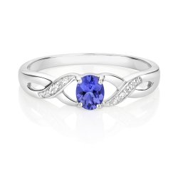 Diamond & Tanzanite Ring In 9ct White Gold 