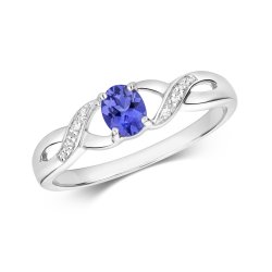 Diamond & Tanzanite Ring In 9ct White Gold 