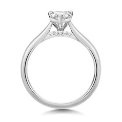 Lab Grown Certified Pear Shape Solitaire Plain Shoulders In 18ct White Gold 