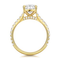 Lab Grown Certified Oval Solitaire Dia Set Shoulders In 18ct Gold 