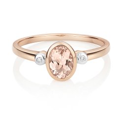 Diamond & Morganite Ring In 9ct Rose Gold 