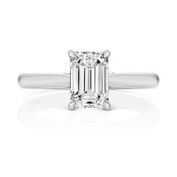 Lab Grown Certified Emerald Cut Solitaire Plain Shoulders In Platinum 