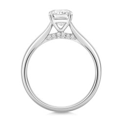 Lab Grown Certified Emerald Cut Solitaire Plain Shoulders In Platinum 