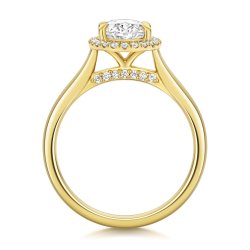 Lab Grown Certified Oval Halo Plain Shoulders In 18ct Gold 