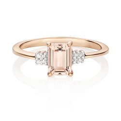 Diamond & Morganite Ring In 9ct Rose Gold 