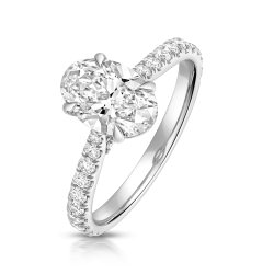 Lab Grown Certified Oval Solitaire Dia Set Shoulders In 18ct White Gold 