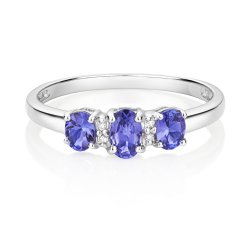 Diamond & Tanzanite Ring In 9ct White Gold 