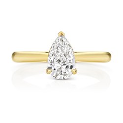 Lab Grown Certified Pear Shape Solitaire Plain Shoulders In 18ct Gold 