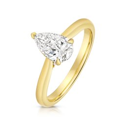 Lab Grown Certified Pear Shape Solitaire Plain Shoulders In 18ct Gold 