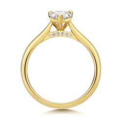 Lab Grown Certified Pear Shape Solitaire Plain Shoulders In 18ct Gold 