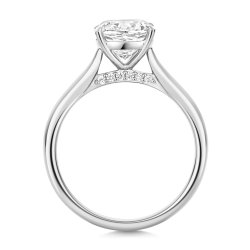 Lab Grown Certified Cushion Solitaire Plain Shoulders In 18ct White Gold 