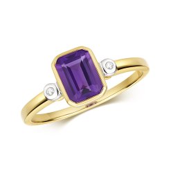 Diamond & Amethyst Ring In 9ct Gold 