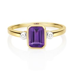 Diamond & Amethyst Ring In 9ct Gold 