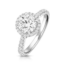 Lab Grown Certified Round Halo Dia Set Shoulders In Platinum 