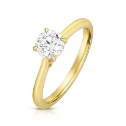 Lab Grown Certified Round Solitaire Plain Shoulders In 18ct Gold 