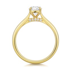 Lab Grown Certified Round Solitaire Plain Shoulders In 18ct Gold 