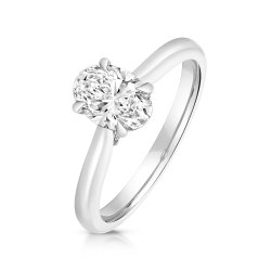 Lab Grown Certified Oval Solitaire Plain Shoulders In Platinum 
