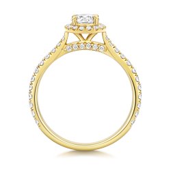 Lab Grown Certified Round Halo Dia Set Shoulders In 18ct Gold 