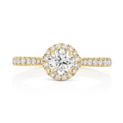 Lab Grown Certified Round Halo Dia Set Shoulders In 18ct Gold 