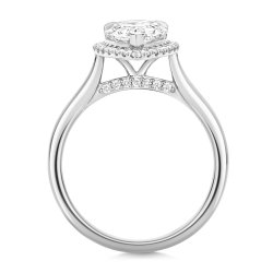 Lab Grown Certified Pear Shape Halo Plain Shoulders In Platinum 
