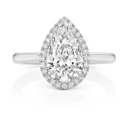 Lab Grown Certified Pear Shape Halo Plain Shoulders In Platinum 