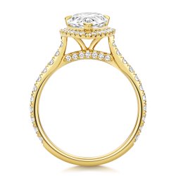 Lab Grown Certified Pear Shape Halo Dia Set Shoulders In 18ct Gold 