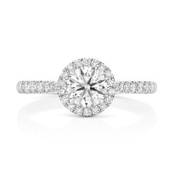 Lab Grown Certified Round Halo Dia Set Shoulders In 18ct White Gold 