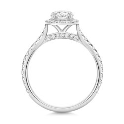 Lab Grown Certified Round Halo Dia Set Shoulders In 18ct White Gold 