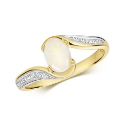 Diamond & Opal Ring In 9ct Gold 