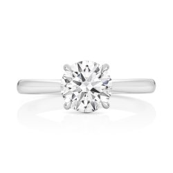 Lab Grown Certified Round Solitaire Plain Shoulders In 18ct White Gold 