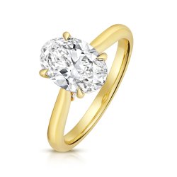 Lab Grown Certified Oval Solitaire Plain Shoulders In 18ct Gold 