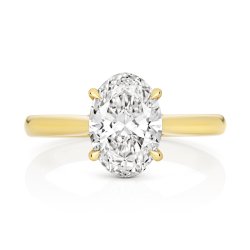 Lab Grown Certified Oval Solitaire Plain Shoulders In 18ct Gold 