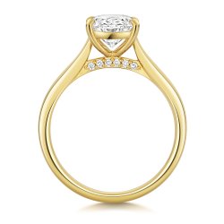 Lab Grown Certified Oval Solitaire Plain Shoulders In 18ct Gold 