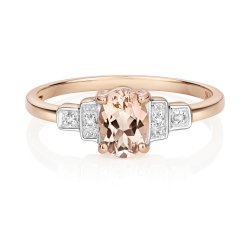 Diamond & Morganite Ring In 9ct Rose Gold 