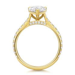 Lab Grown Certified Pear Shape Solitaire Dia Set Shoulders In 18ct Gold 